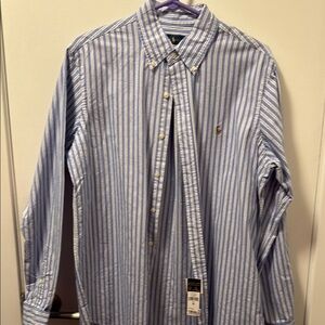 Ralph Lauren Blue and White Casual Button Down Shirt